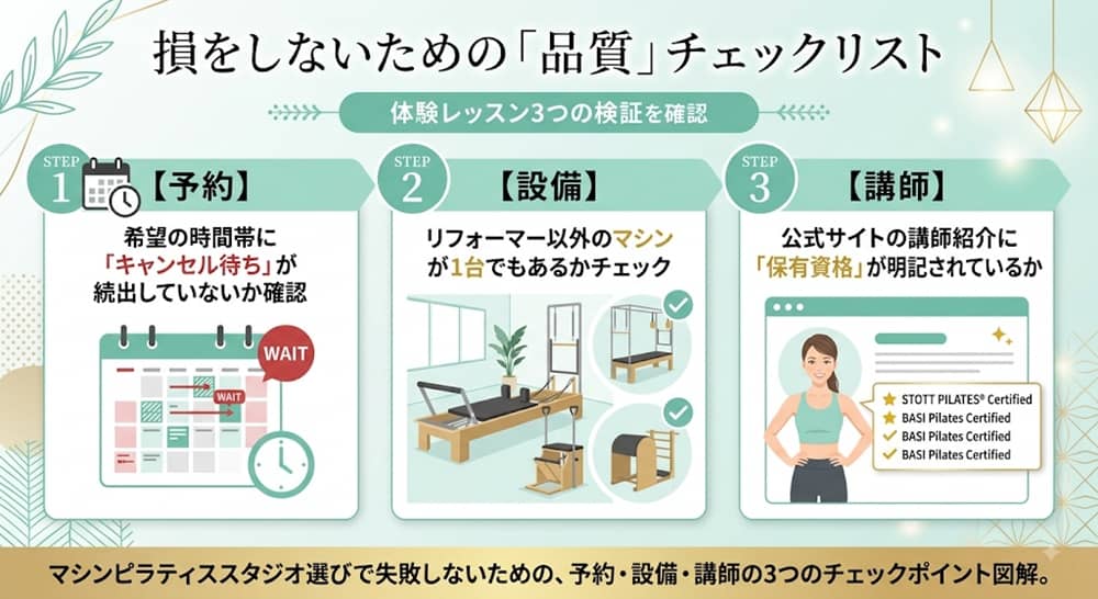 マシンピラティスの料金とスタジオ選びで確認したいポイント
